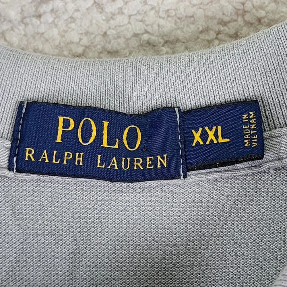 Polo Ralph Lauren Pique Polo Shirt Mens XXL Gray Blue Pony Classic Fit Short Slv